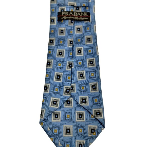 Jos. A. Bank Signature Collection Mens Geometric Blue Silk Tie - Picture 6 of 7